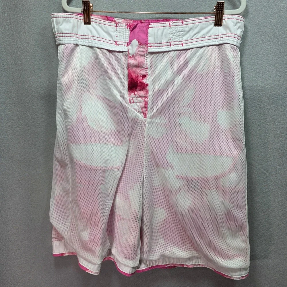 Y2K Abercrombie and Fitch Mens Hibiscus Floral Cargo Board Shorts Swim Trunks L